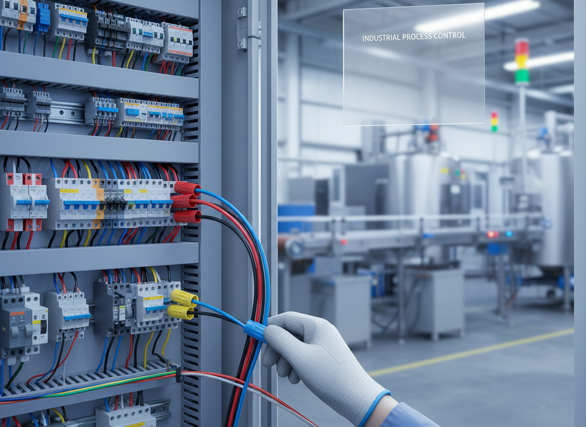 Wire nut and close end connectors in an industrial control panel