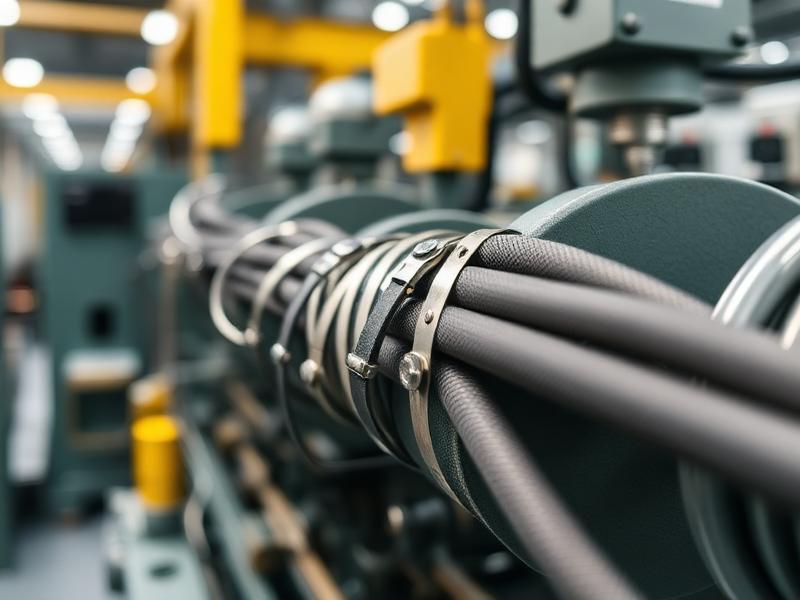 Stainless steel cable ties on high-temperature industrial machinery