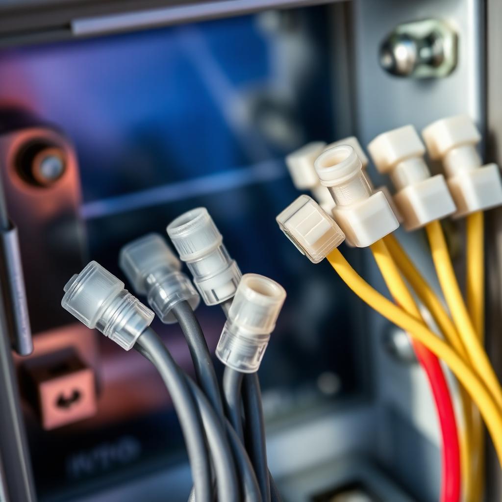 Close end connectors terminating wires in solar electrical box